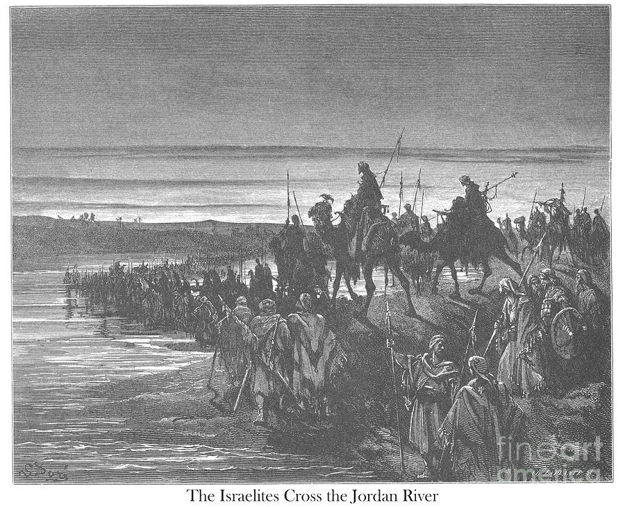 The Israelites Cross the Jordan River by Gustave Dore v1 Drawing by Historic illustrations
