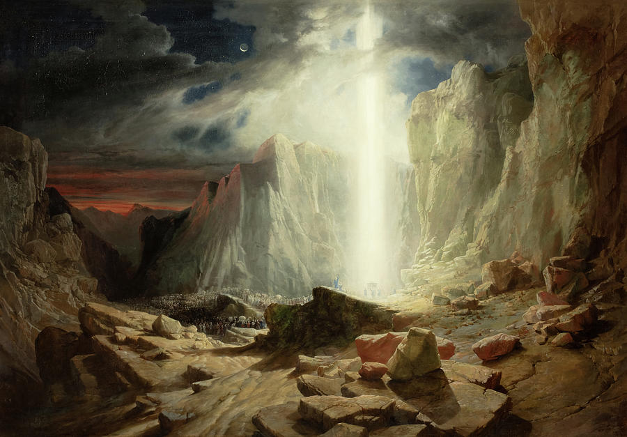 William West Painting - The Israelites passing through the Wilderness, preceded by the Pillar of Light by William West