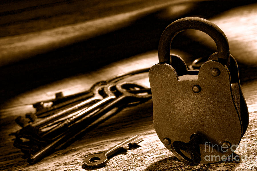 Key Photograph - The Jailer Lock - Sepia by Olivier Le Queinec