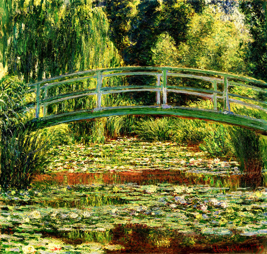 The Japanese Footbridge and the Water Lily Pool, Giverny - by Claude Monet - digital enhancement Digital Art by Nicko Prints
