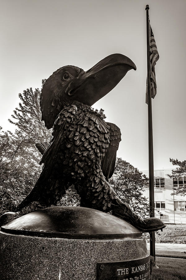 The Jayhawk Statue of Kansas University - Sepia Edition Photograph by Gregory Ballos