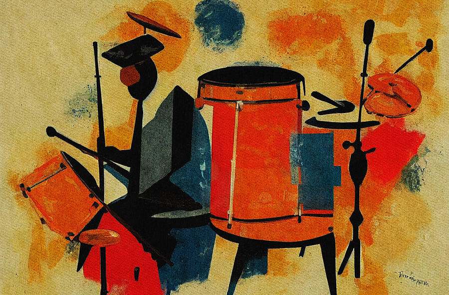 The Jazz Drummer 2 Mixed Media by Ann Leech