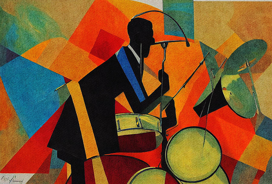 The Jazz Drummer 3 Mixed Media by Ann Leech