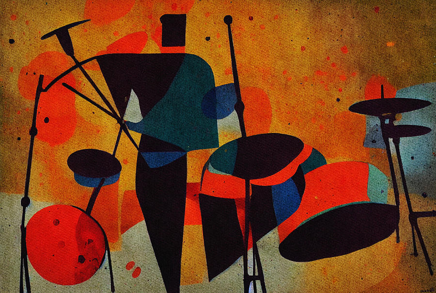 The Jazz Drummer 4 Mixed Media by Ann Leech