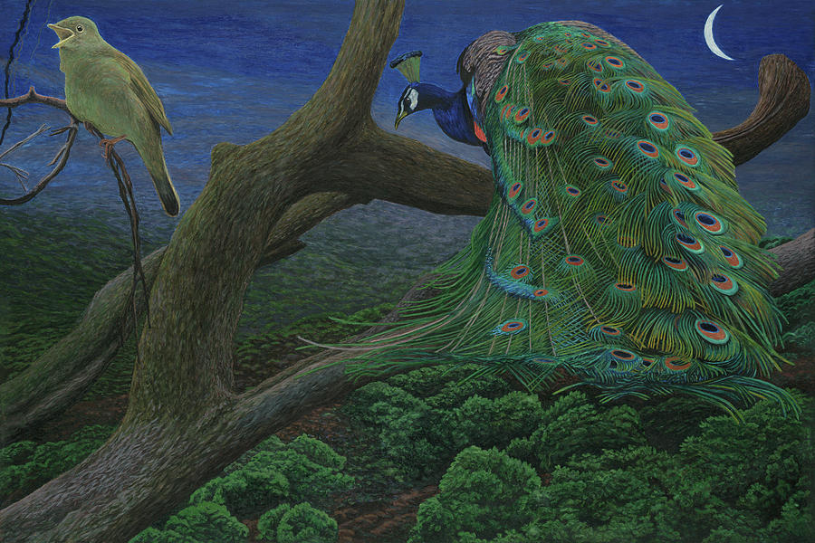 The Jealous Peacock Painting by Lisa Jeanne Graf