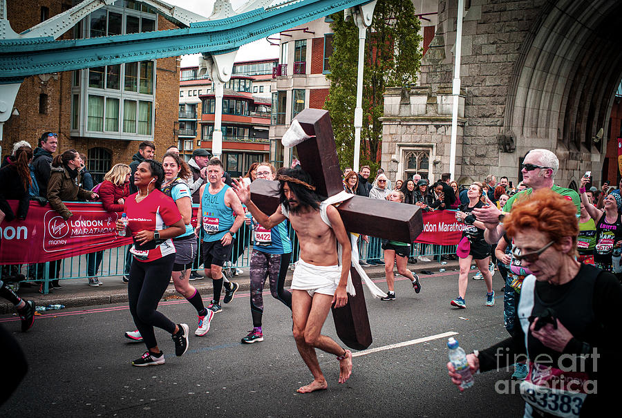 The Jesus Christ was blessing on the  London Marathon  Photograph by Cyril Jayant