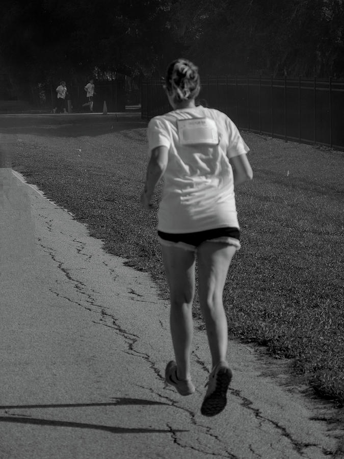The Jogger Black And White Photograph