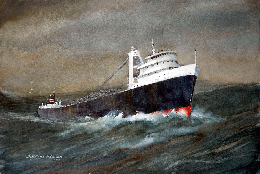 Ships Painting - The John J Boland by Charles Rowland Ships Painting - The John J Boland by Charles Rowland