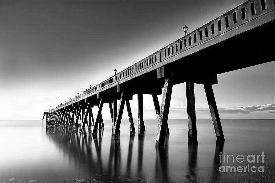 The Johnnie Mercer Pier in Black and White Photograph by Shelia Hunt