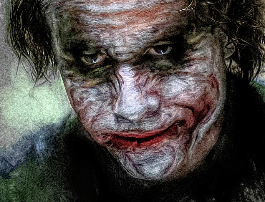 The Joker as Portrayed by Heath Ledger Mixed Media by Mal Bray