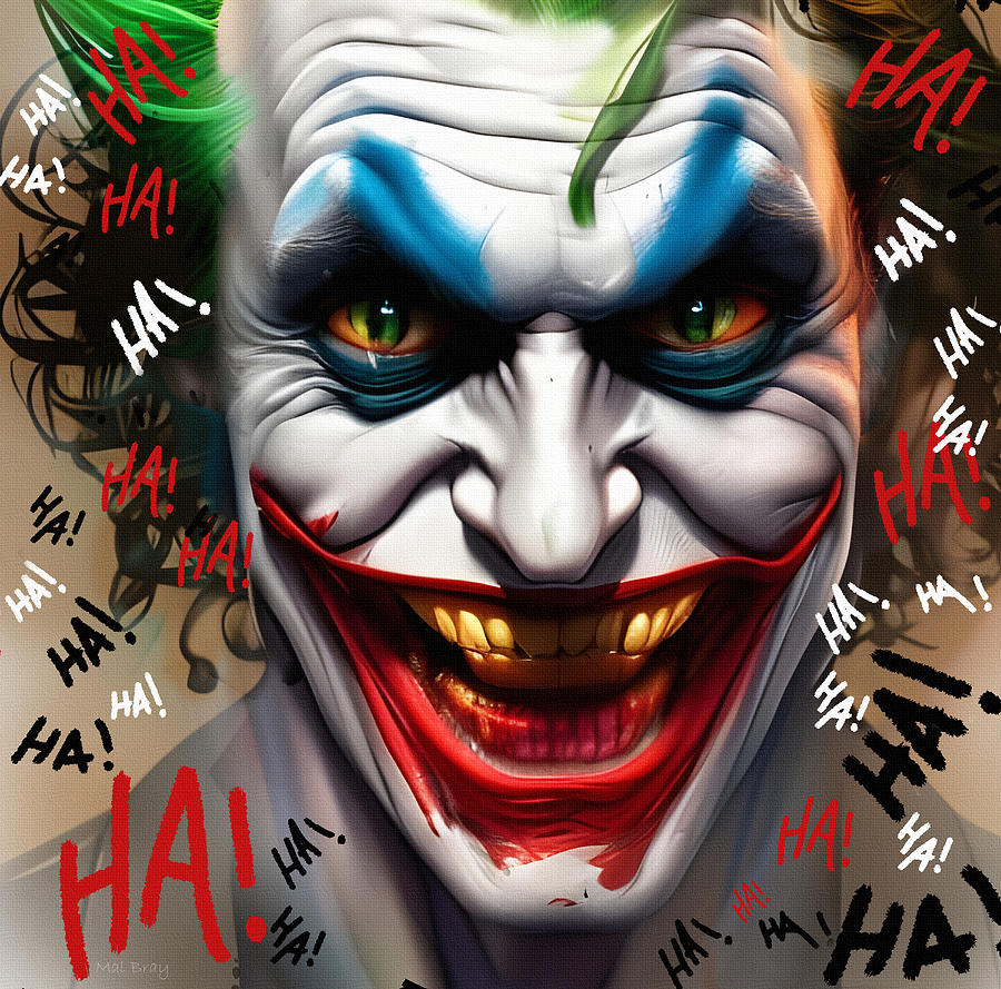 The Joker Comic Villain Mixed Media by Mal Bray