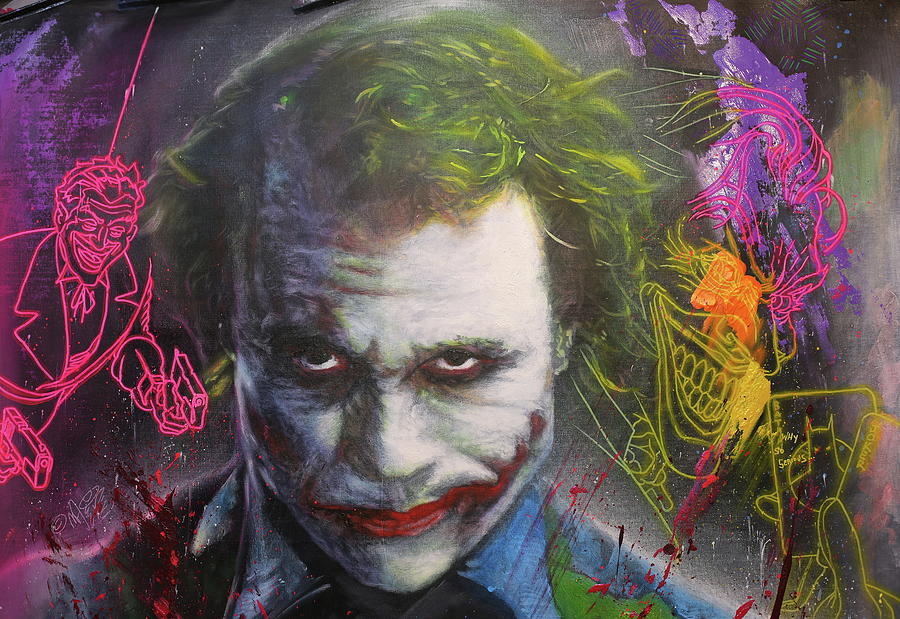 THE JOKER Heath Ledger in The Dark Knight Painting by Michael Andrew ...