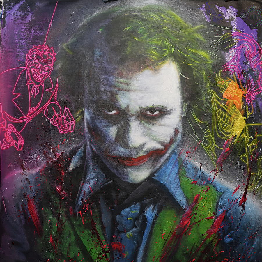 THE JOKER Heath Ledger in The Dark Knight Portrait Edition Painting by Michael Andrew Law Cheuk Yui