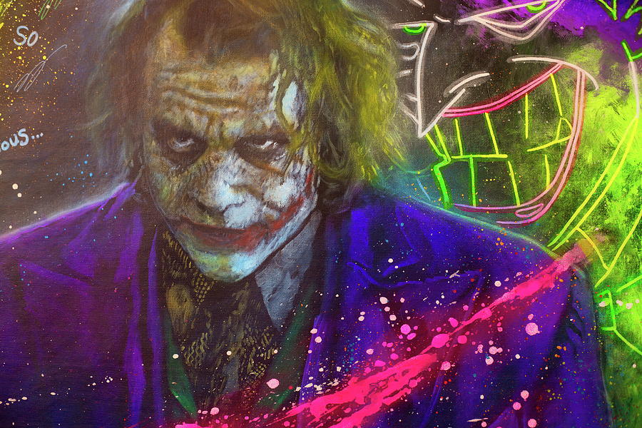 THE JOKER Heath Ledger in The Dark Knight Splatter Edition Painting by Michael Andrew Law Cheuk Yui
