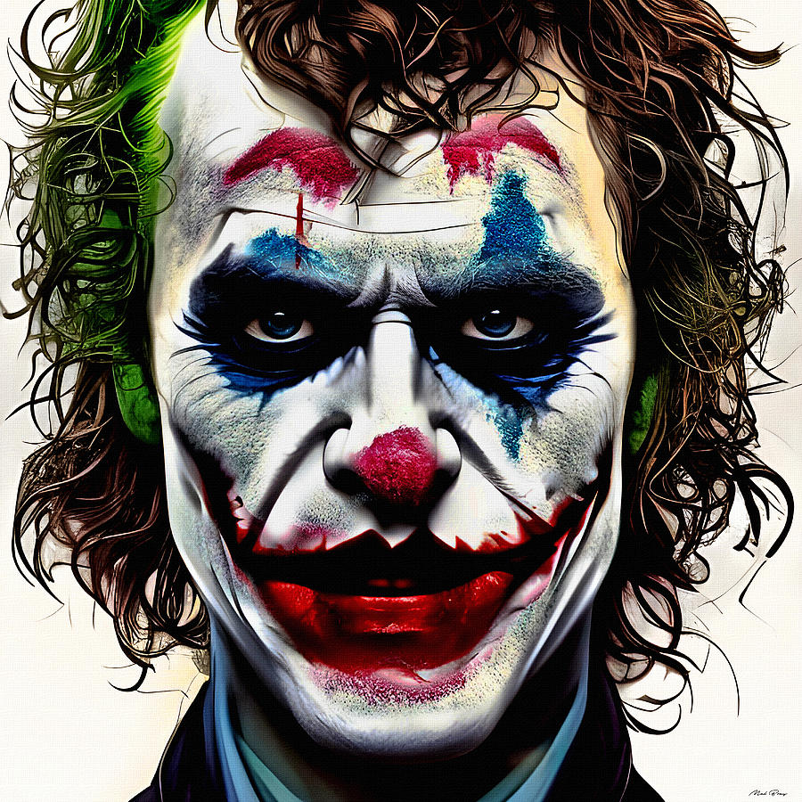 The Joker Looking at Ya Mixed Media by Mal Bray