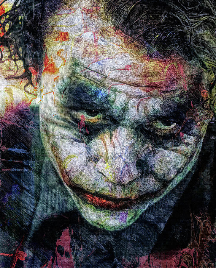 The Joker Portrait Mixed Media by Mal Bray