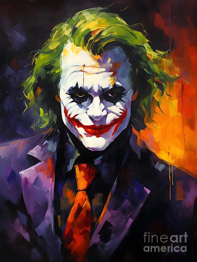 The Dark Knight Painting - The joker Portrait  by Mark Ashkenazi