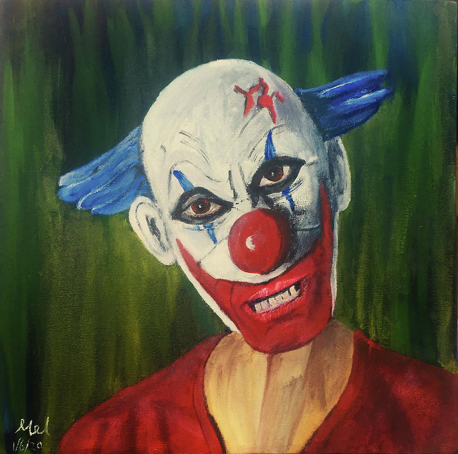 The Joker, Portrait Of An Evil Clown. Painting