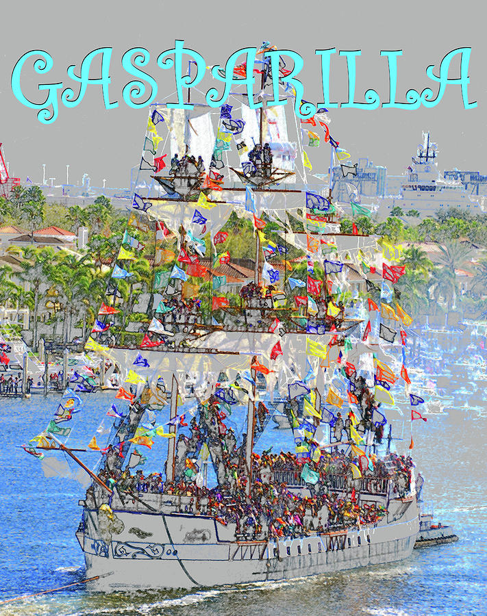 The Jose Gasparilla on invasion day Mixed Media by David Lee Thompson