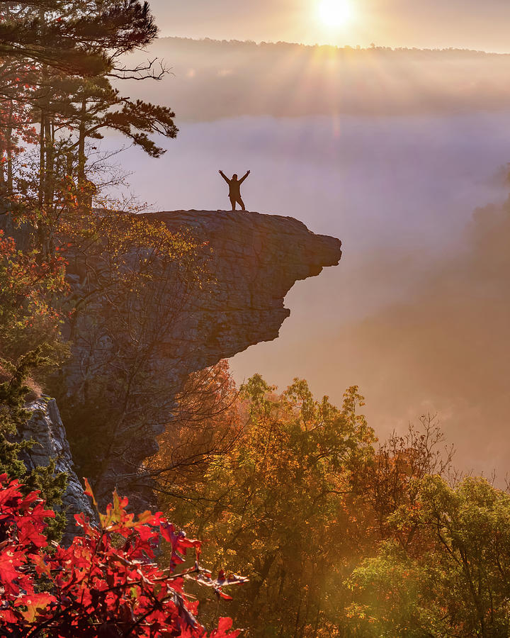 Landmark Photograph - The Joy Of Conquering Hawksbill Crag At Whitaker Point - Ozark National Forest by Gregory Ballos