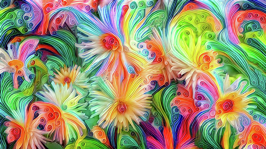The Joy of Gardening - Dahlia Flowers Digital Art by Peggy Collins
