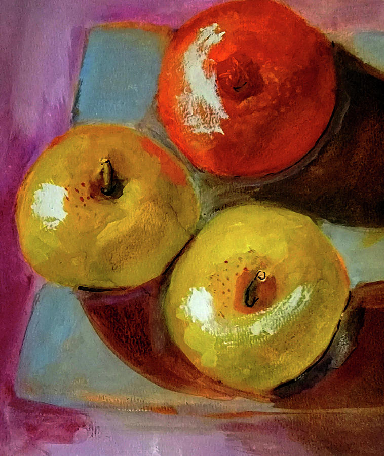 The Joy Of Three Fruits Painting by Lisa Kaiser