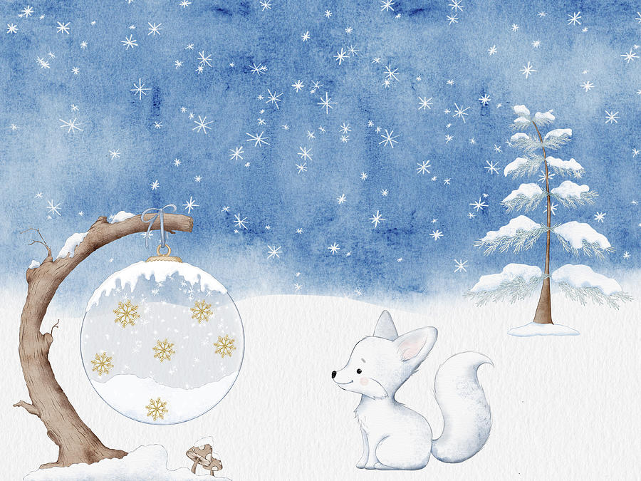 The Joy Of Winter in Foxland Mixed Media by Johanna Hurmerinta