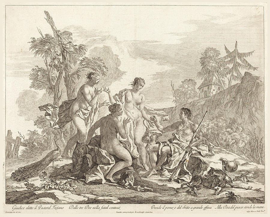The Judgement of Paris Drawing by Jacopo Guarana