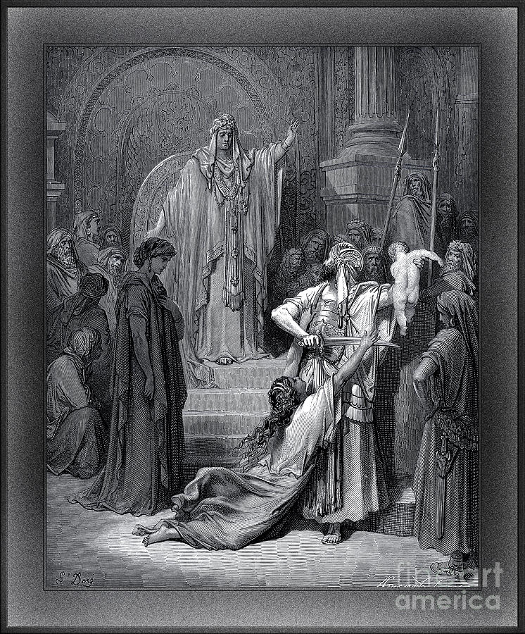 The Judgment of Solomon by Gustave Dore Remastered Xzendor7 Fine Art Classical Reproductions Drawing by Rolando Burbon