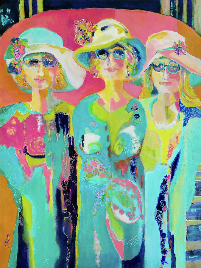 The Kaftan Sisters Go to the Beach Painting by Joy Kuby - Fine Art America