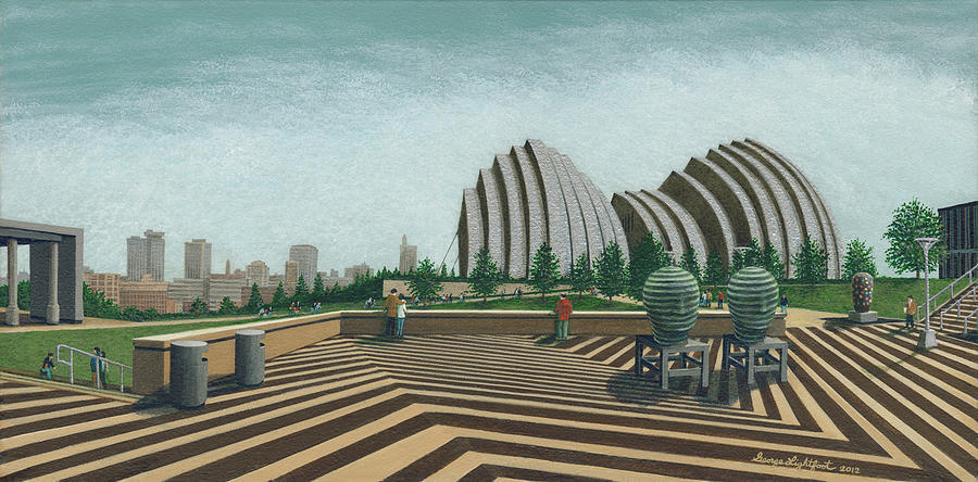The Kauffman Center, Back View Painting by George Lightfoot