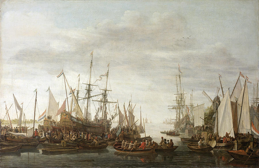 The Keelhauling of the Ships Surgeon of Admiral Jan van Nes Painting by Lieve Verschuier