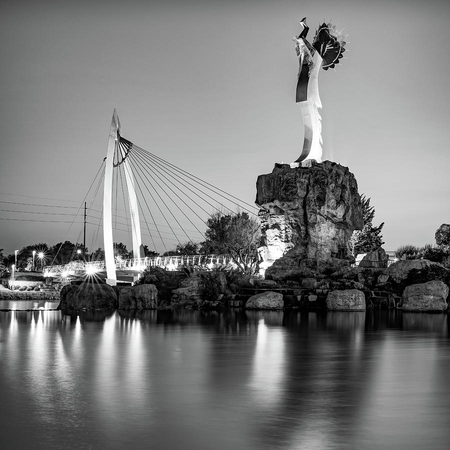 The Keeper Of The Plains In Wichita Kansas - Black And White Photograph
