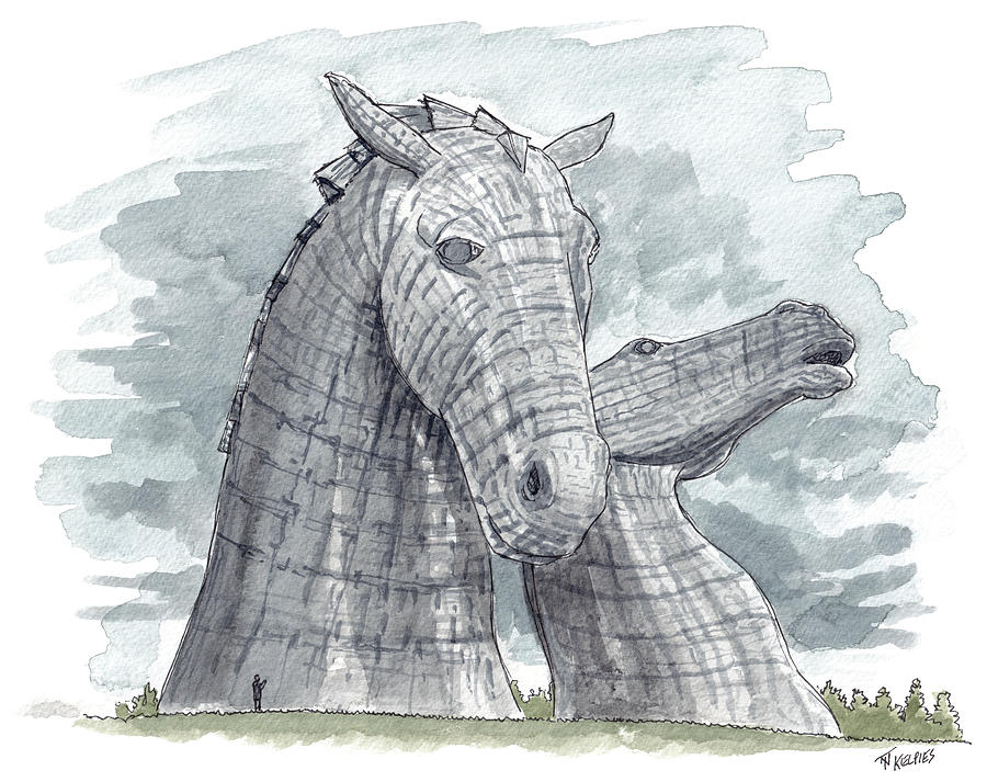 The Kelpies - Scotland Painting by Tom Napper
