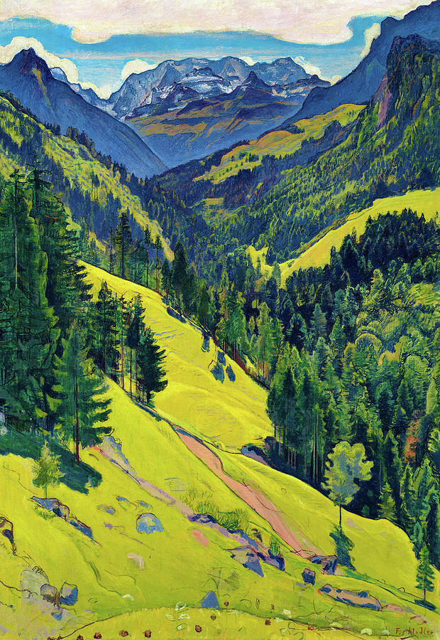 Ferdinand Hodler Painting - The Kien Valley with the Bluemlisalp Massif by Ferdinand Hodler