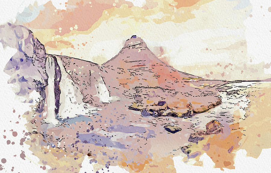 The Kirkjufell mountain, ca 2021 by Ahmet Asar, Asar Studios Painting by Celestial Images