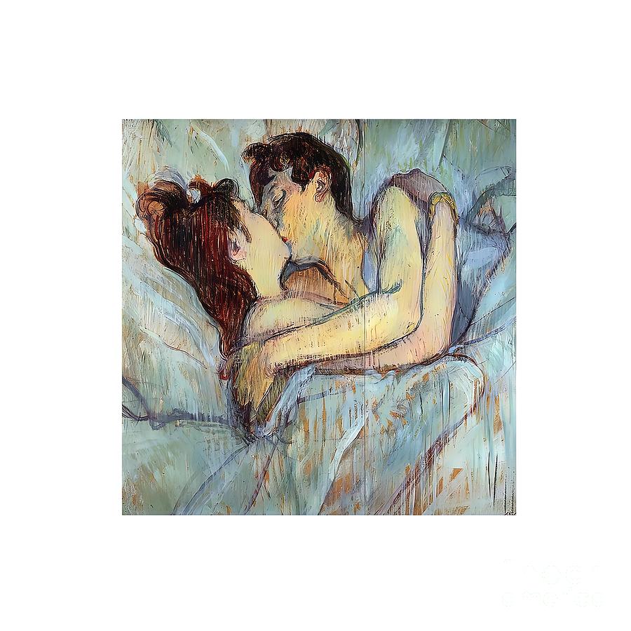 The Kiss couple kissing in bed at dawn Vintage Painting by Davis Ethan -  Pixels