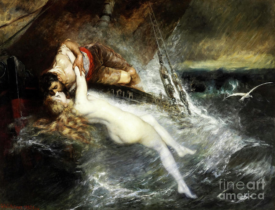 The Kiss of the Siren by Gustav Wertheimer Photograph by Carlos Diaz