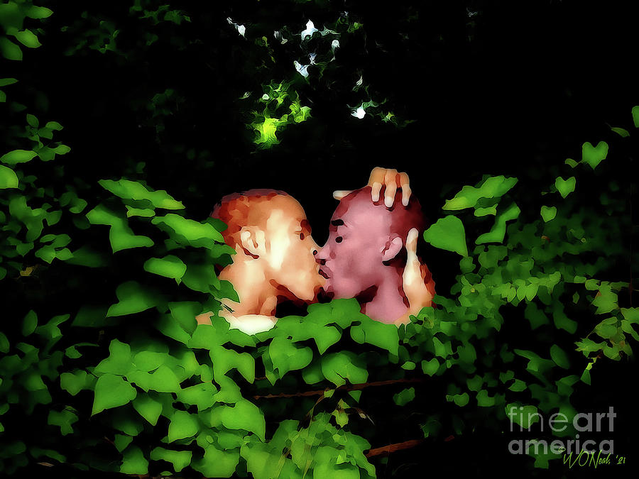 Portrait Digital Art - Stealing a Kiss by Walter Neal