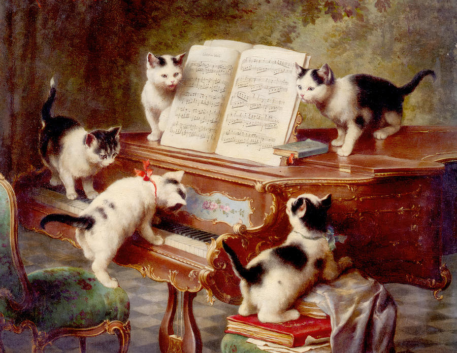 The Kittens Recital Painting by Carl Reichert