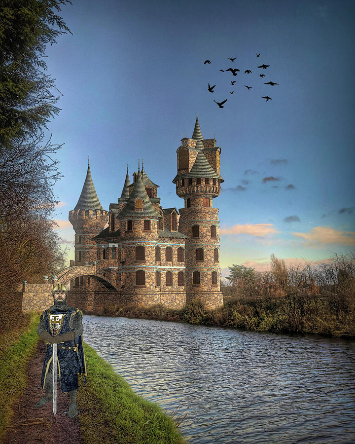 Fantasy Mixed Media - The Knight and His Castle by Judy Vincent