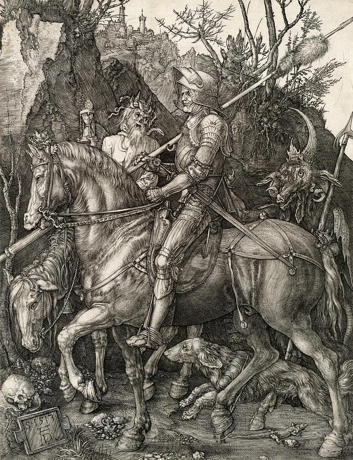 Albrecht Durer Painting - The Knight, Death and the Devil, 1513 by Albrecht Durer