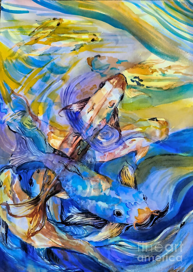 Koi Watercolor Ballet Painting by Mindy Newman