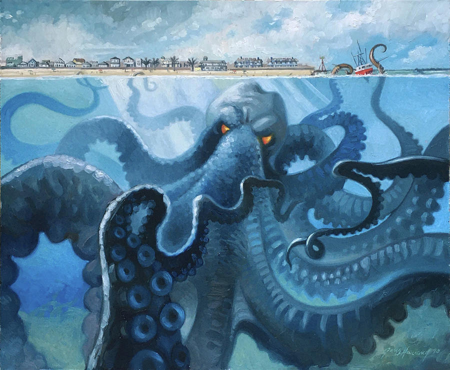 Octopus Painting - The Kraken of Point Pleasant by Gregg Hinlicky