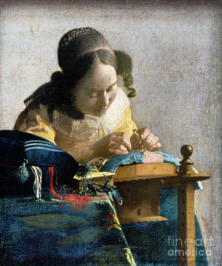 The Lacemaker - Remastered Painting by Johannes Vermeer