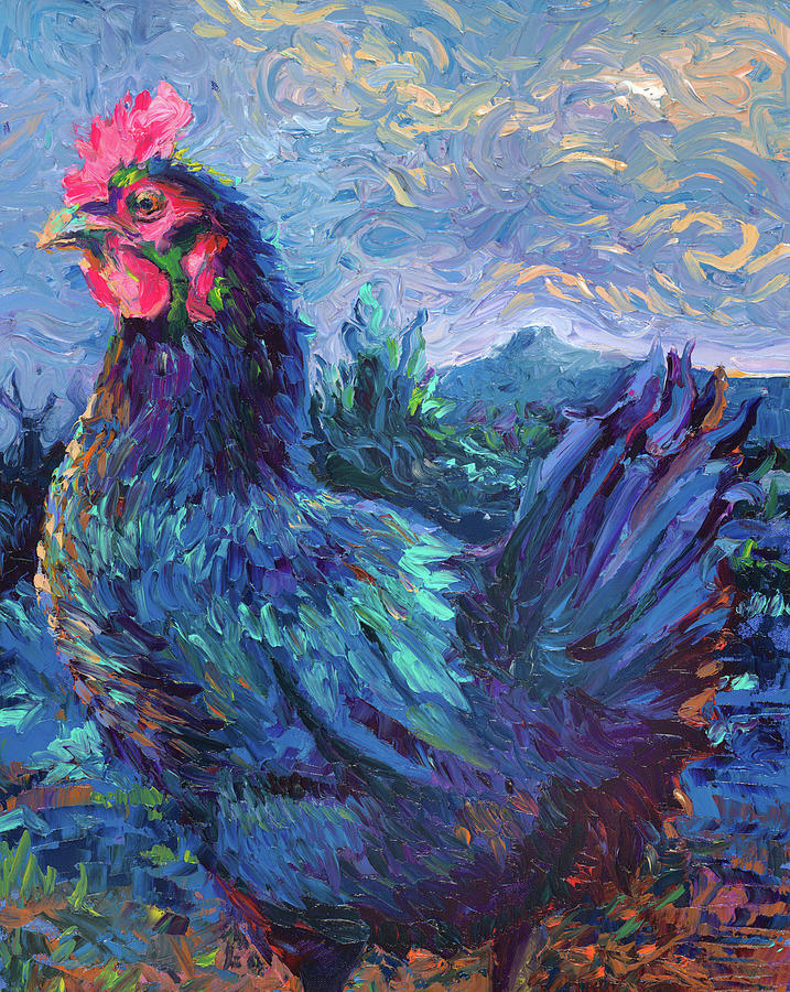Chicken Painting - The Ladies by Iris Scott
