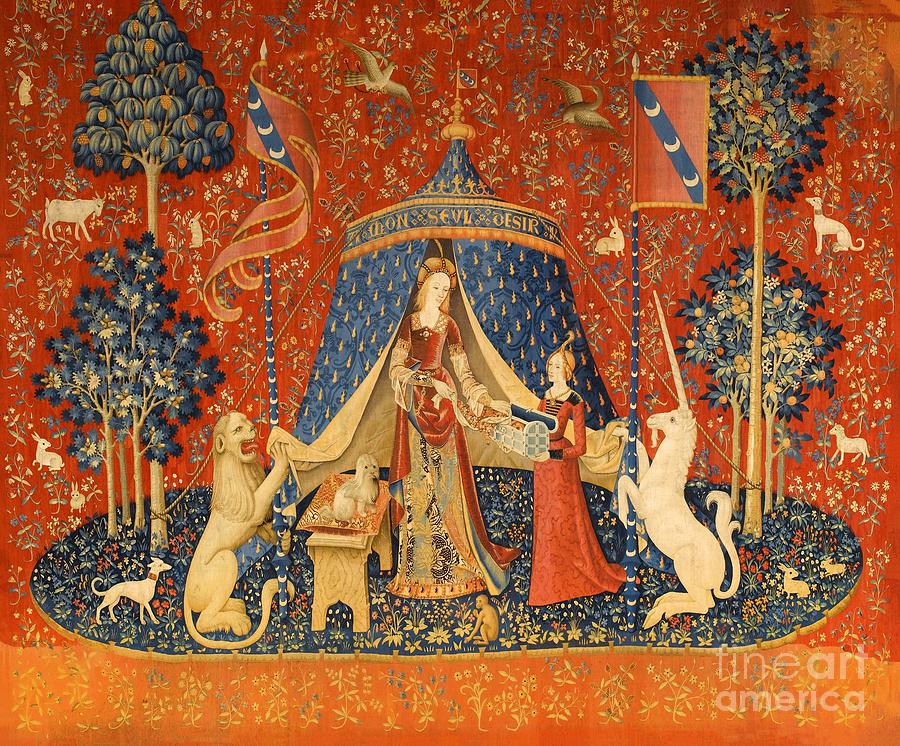 The Lady and the Unicorn - Desire Tapestry - Textile by Unknown