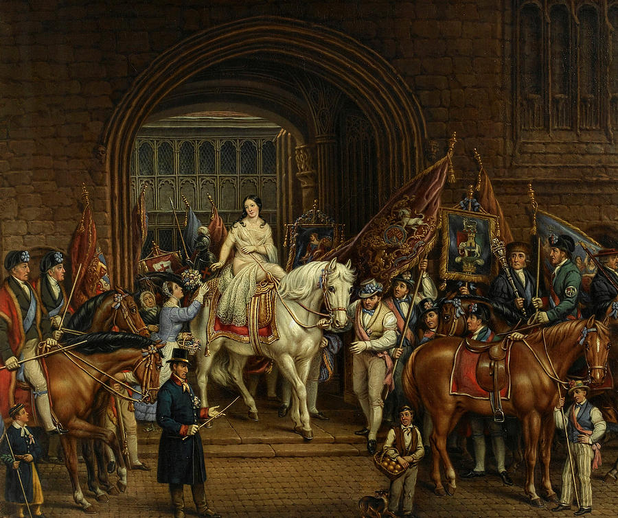 David Gee Painting - The Lady Godiva Procession of 1829, Coventry, 1861 by David Gee