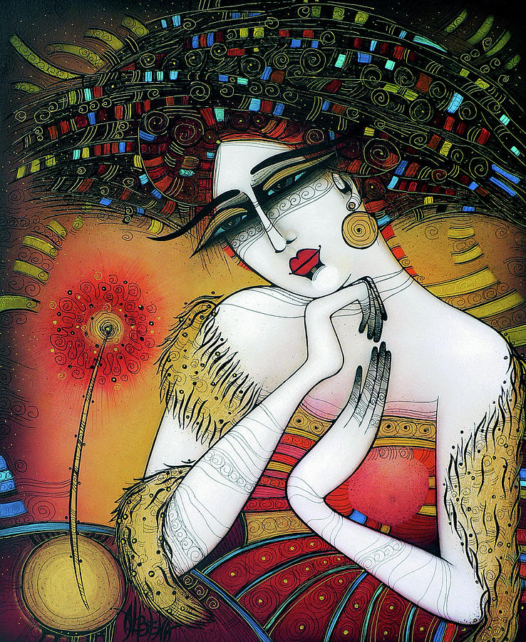 The Lady With The Flower Painting by Albena Vatcheva
