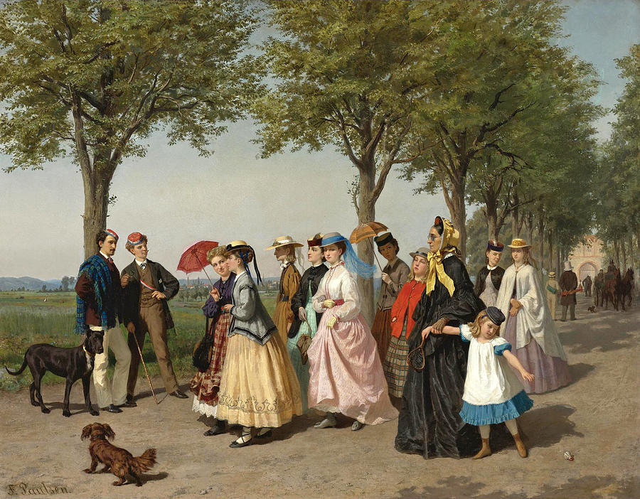 The Ladys promenade Painting by Fritz Paulsen